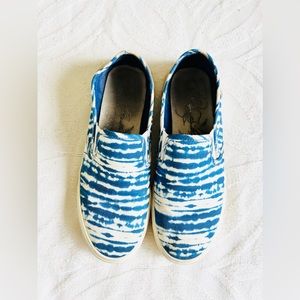 Blue & White Tie-Dye Slip Ons